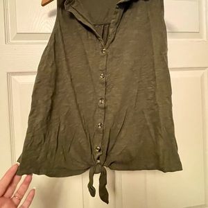 Time and Tru Olive Tie Front Tank Top Size XXXL